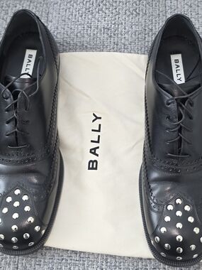 Bally Men's Black Studded Leather Oxford Shoes